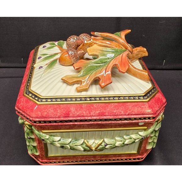 Vintage Fitz & Floyd Classics Equestrian Collection Octagon Box w Lid Fall Decor - Picture 4 of 11
